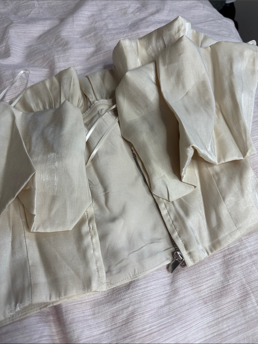 Dynamite Cream Off-Shoulder Ruffle Crop Top - Picture 8 of 10